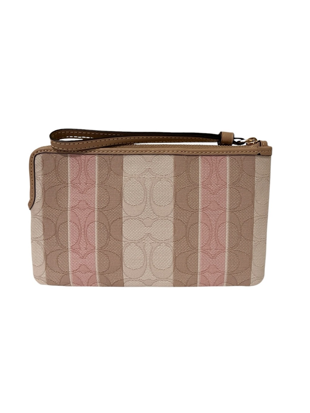 NWT Coach C8753 Signature Jacquard Stripe Corner Zip Wristlet Taffy - Picture 2 of 5